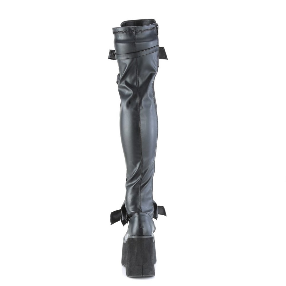 Stretch Black Matte Platform Thigh Boots Goth Punk Rock Rave Kera 303 - Picture 10 of 12